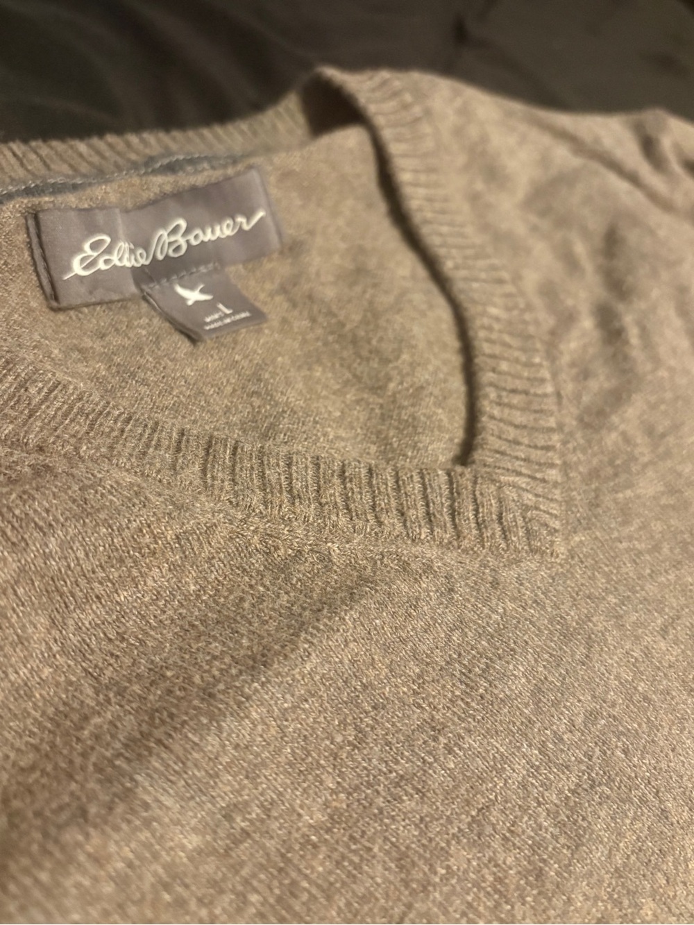 Eddie Bauer Men's V-Neck Sweater in Light Brown